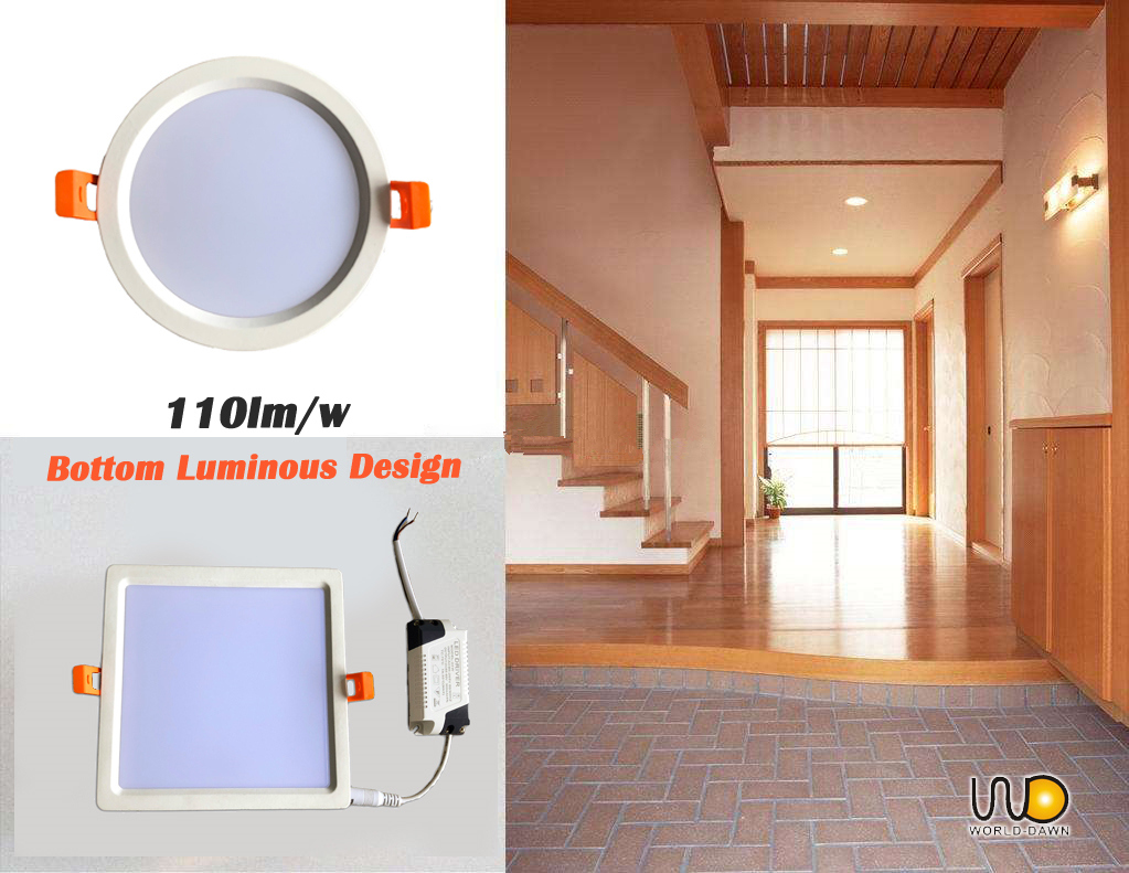 16W Round and Square LED Bottom Emitting Ceiling Panel Downlight