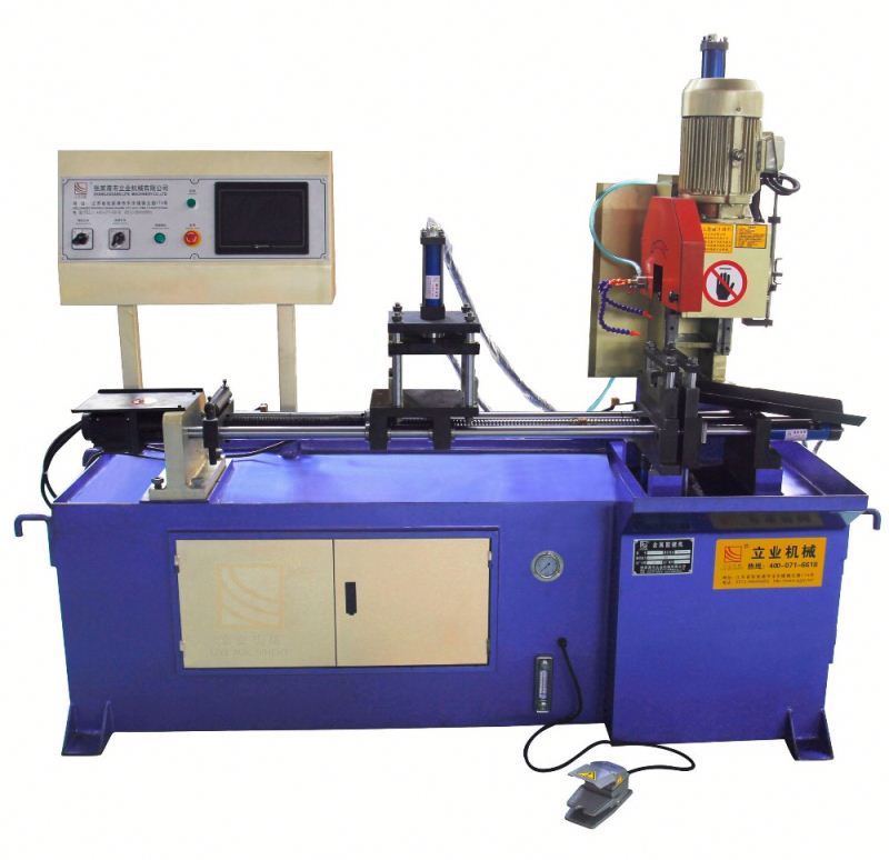 Yj-355CNC Automatic Blue Servo Feeding Metal Cutting Pipe Saw Machine