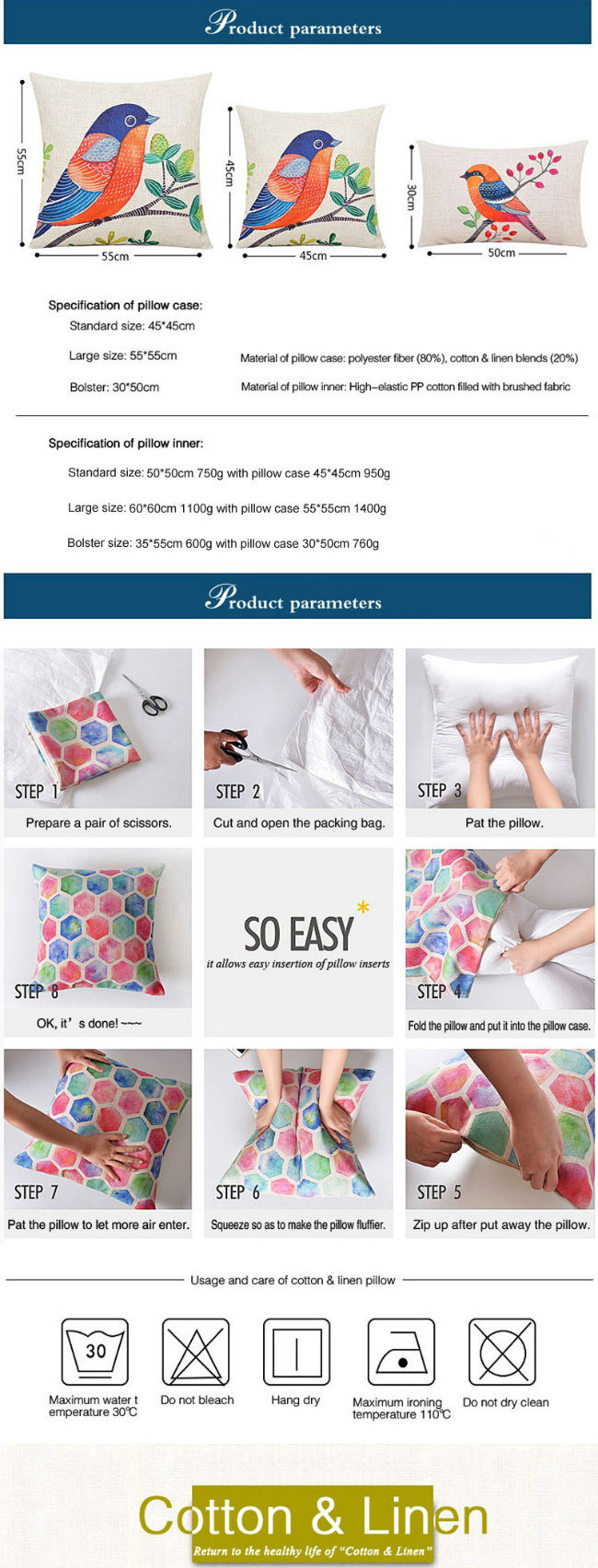 Yrf Luxury Hotel Supply Cotton Linen Print Square Decorative Pillows Sofa Pillow