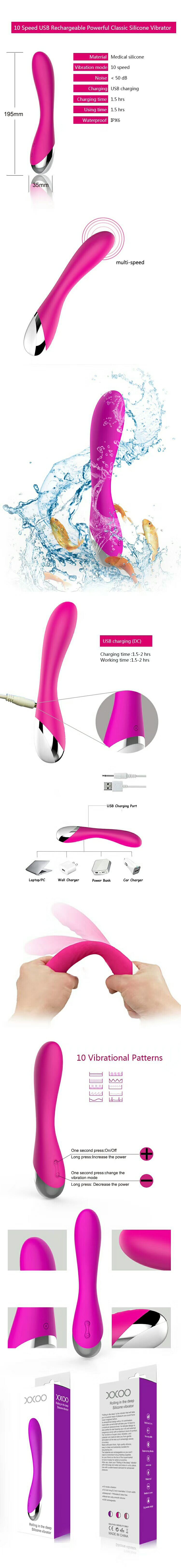 Rechargeable Silicone Multi Speed Climax Masturbation Massager Sex Toy