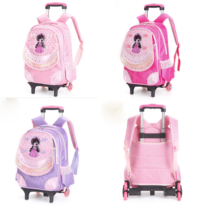 Cute Trolley Backpack Children Detachable School Trolley Bag for Kids