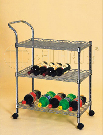 Mobile Metal Storage Wine Display Rack Shelving Trolley