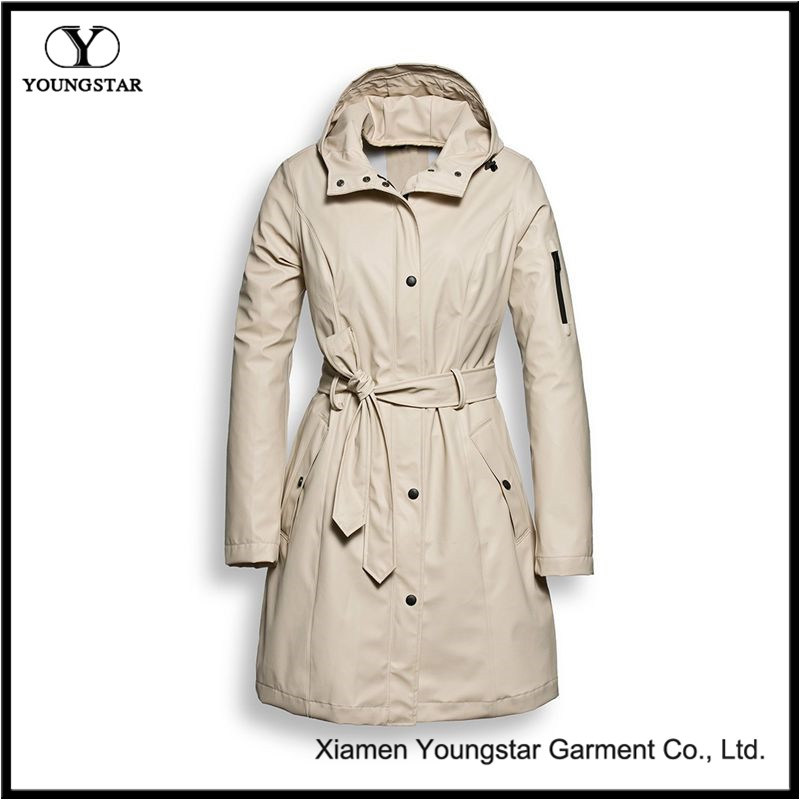 Fashion Rain Coat Women's Lightweight Packable Long Raincoat with Hood