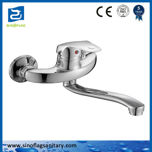 Free Wall Mounted Water Tap Kitchen Faucet with Ss Long Spout