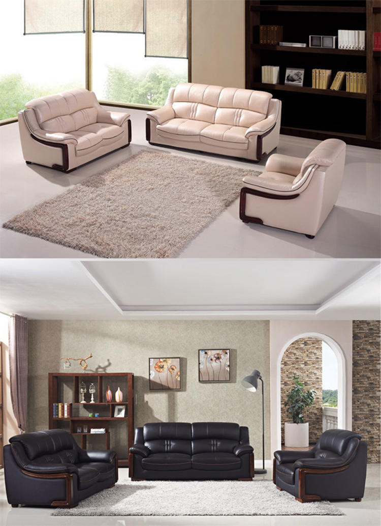 Modern Office Furniture Wooden Leather Loveseat Sofa 1+2+3