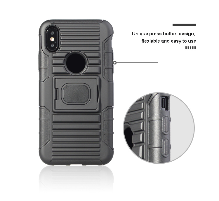 Newest Rugged Armor TPU/ PC 3 in 1 Belt Clip Kickstand Mobile/Cell Phone Case for iPhone X