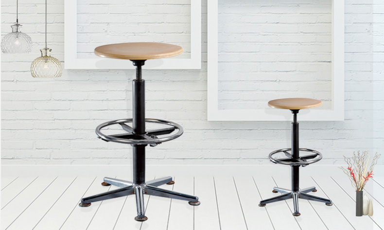 Modern Height Adjustable Metal Frame and Wooden Top Chemical Lab Chair