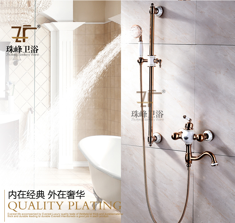 New Design Ceramic Single Handle Zf-612-1 Antique Brass Rain Shower Set