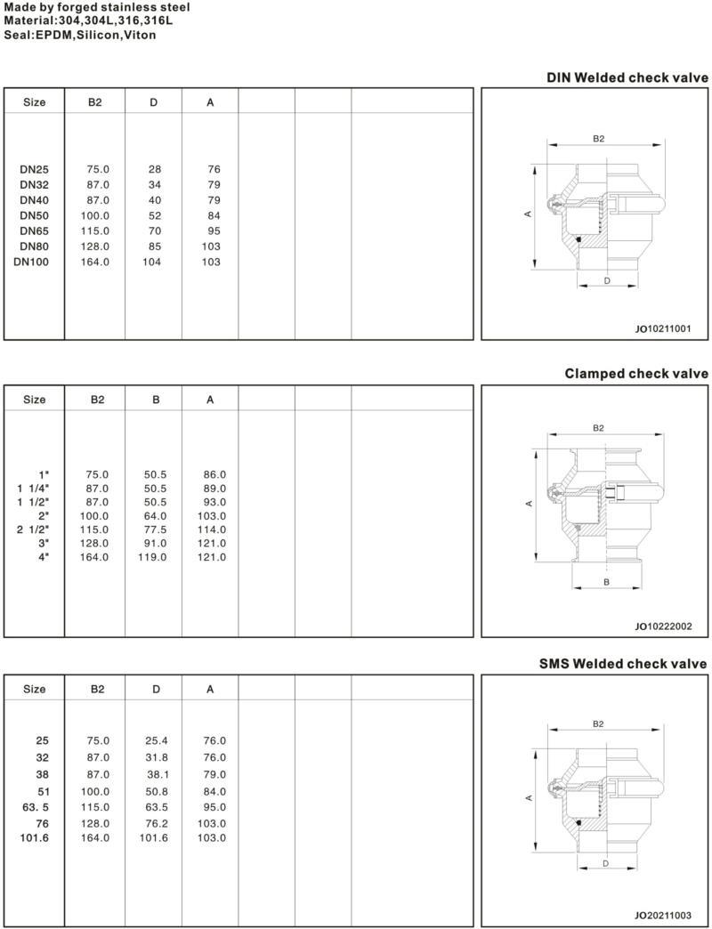 Sanitary Stainless Steel Union Type Check Valve