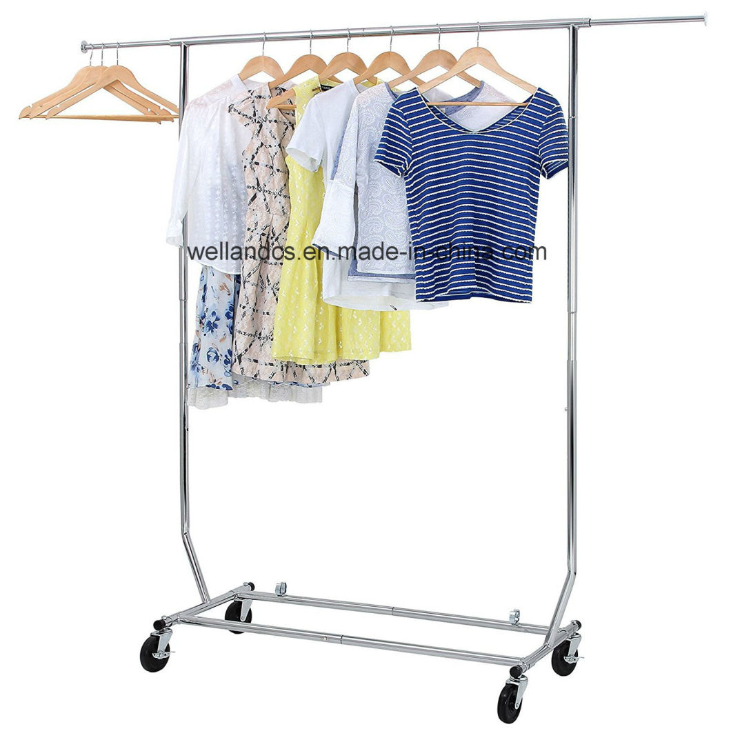 Collapsible Heavy Duty Chrome Metal Garment Clothing Hanging Rack