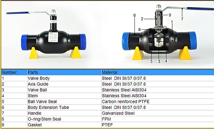 Carbon Steel Gas Heat & Water Used Fully Welded Floating Ball Valve