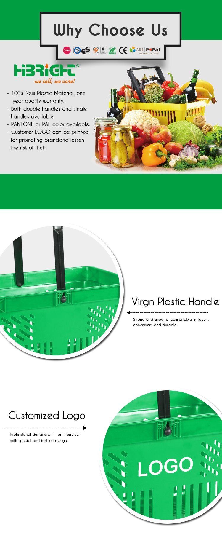 Supermarket Double Handle Plastic Shopping Basket