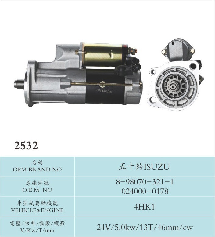 24V 5.0kw 13t Auto Starter for Isuzu 8-98070-321-1 024000-0178 (4HK1)