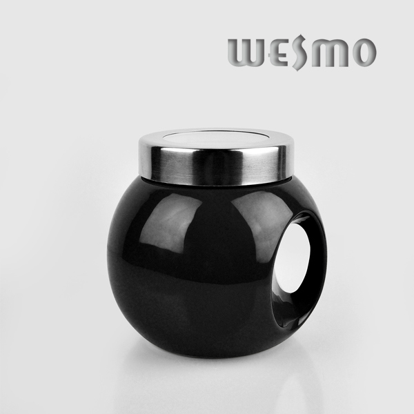 Black Ceramic Kitchen Coffee Canister