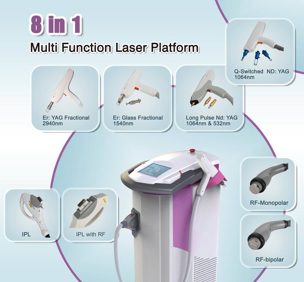 8 in 1 Multifunction Hair Removal Tattoo Removal Slimming Machine
