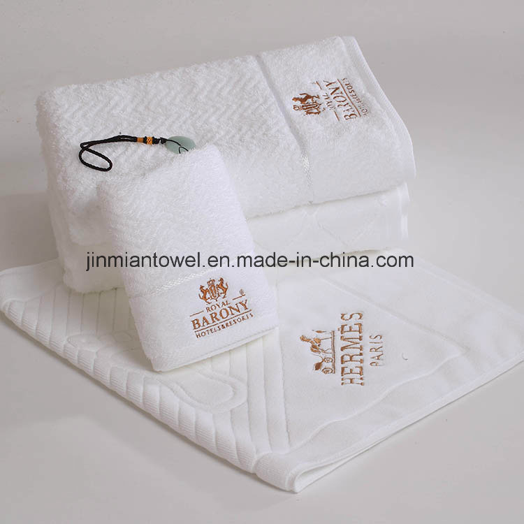 Cheap Hotel White Small Jacquard Embroidery 100% Cotton Hand Face Towel