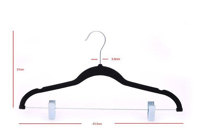 Achino Black Velvet Clothes Hangers with Clips