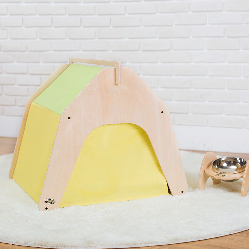 Strong Pine Wood Dog Tents Design Canvas Pet House