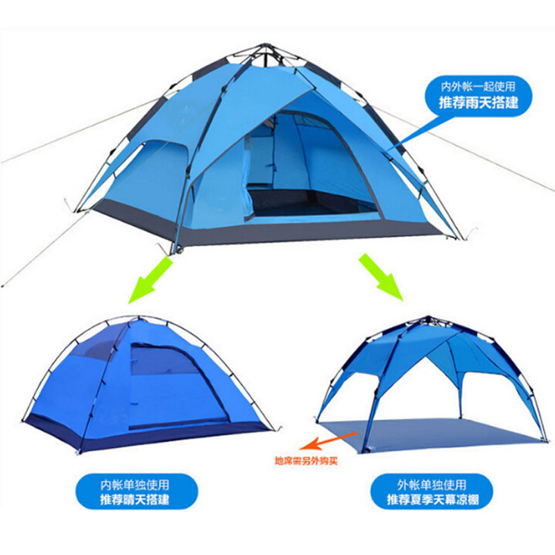 Anti-UV Waterproof Windproof 3-4 Person Large Space Family Camping Tent