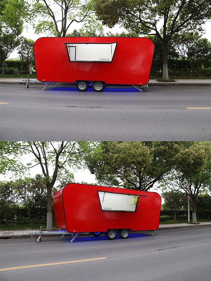 Fiberglass Food Caravan Coffee Cart with Ice Cream Machine