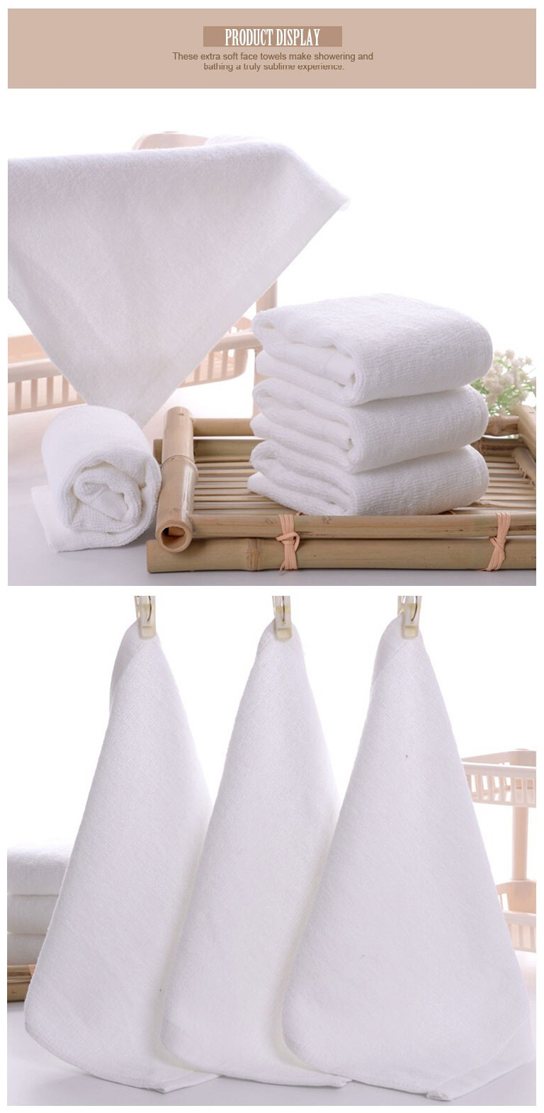 100% Cotton Plain White Hotel Hand Towel China