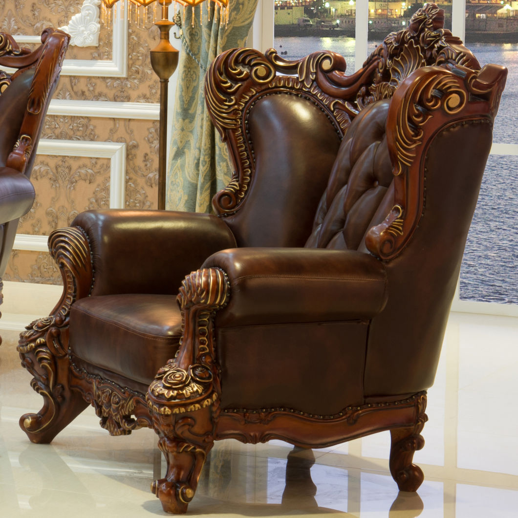 Wood Leather Sofa Chairs for Living Room Furniture (513A)