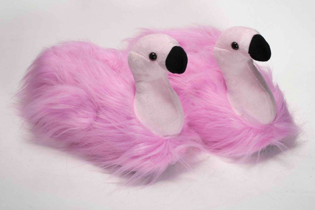 Adult & Children Kid Size Flamingo Animal Plush Fuzzy Slippers Plush Toy