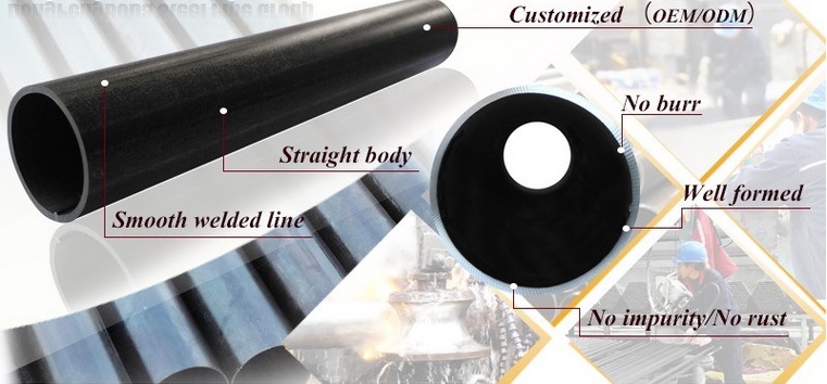 ASTM A53 Black Painted ERW Hollow Section Carbon Steel Pipes