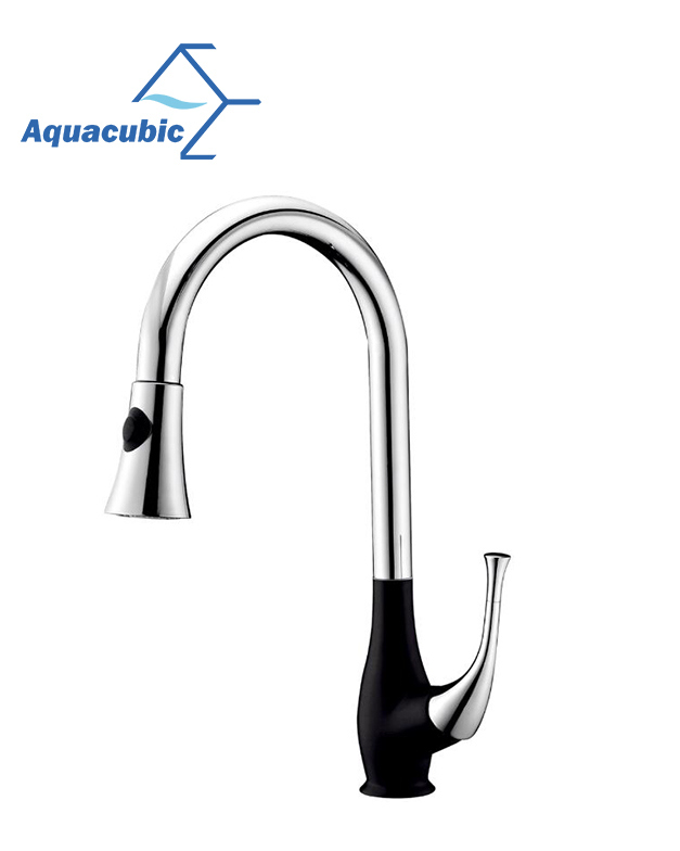 Chrome and Black Brass Single Handle Kitchen Faucet (AF1873-5)