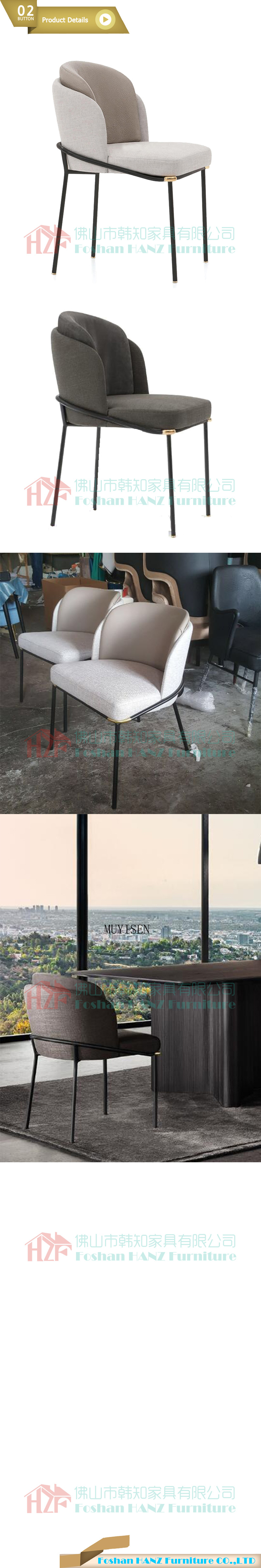 Hot Sell Modern Metal Rose Golden Legs Tufted Upholstery Fabric Dining Chairs for for Restaurants
