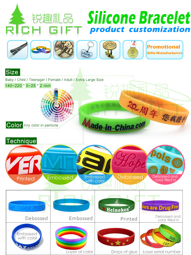 Debossed/Embossed Imprinted Custom Silicone Wristband Laser Engraving