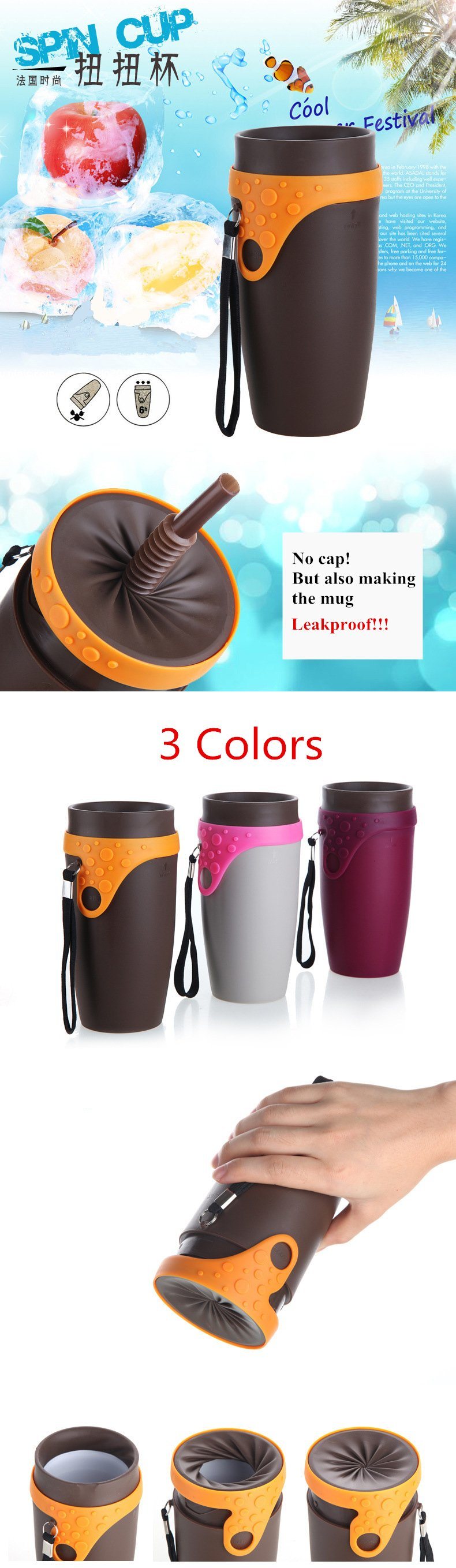 Neolid Twizz Plastic Straw Coffee Mug with Rotating Lid (DC-TW-350)