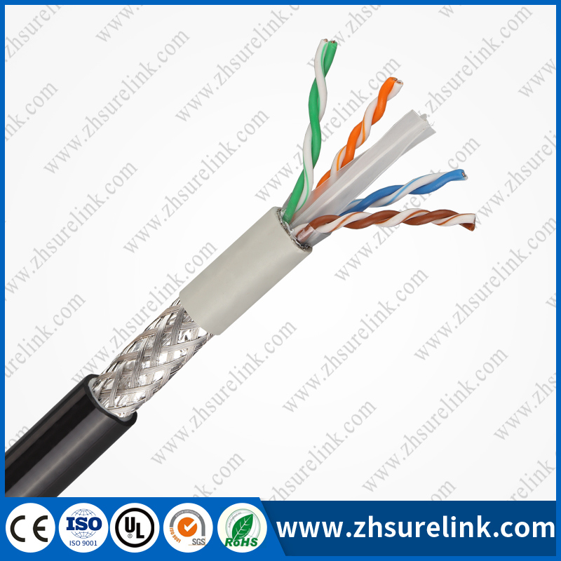 Solid Copper Shielded Twisted Pair STP CAT6 SFTP CAT6 4pair 23AWG Network Cable