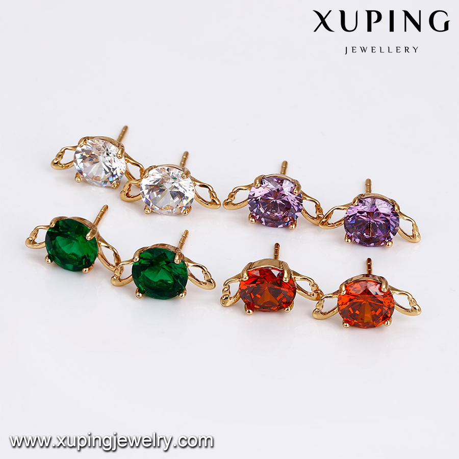 Fashion Women Jewelry Zircon Earring Single Stone Stud Earring Designs