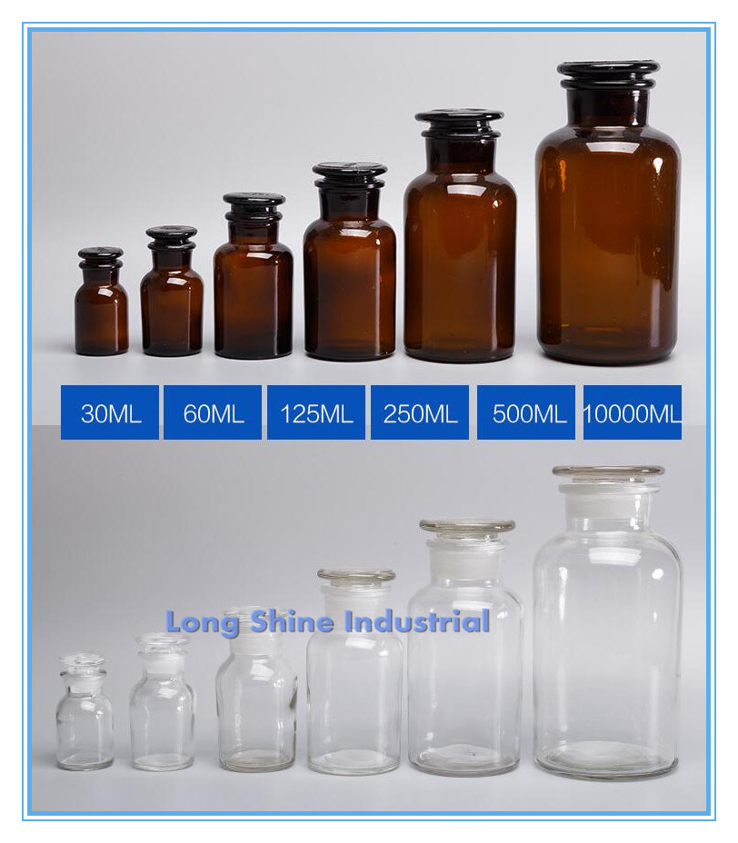 250ml Reagent Bottles Ground Glass Stopper Amber Laboratory Bottle