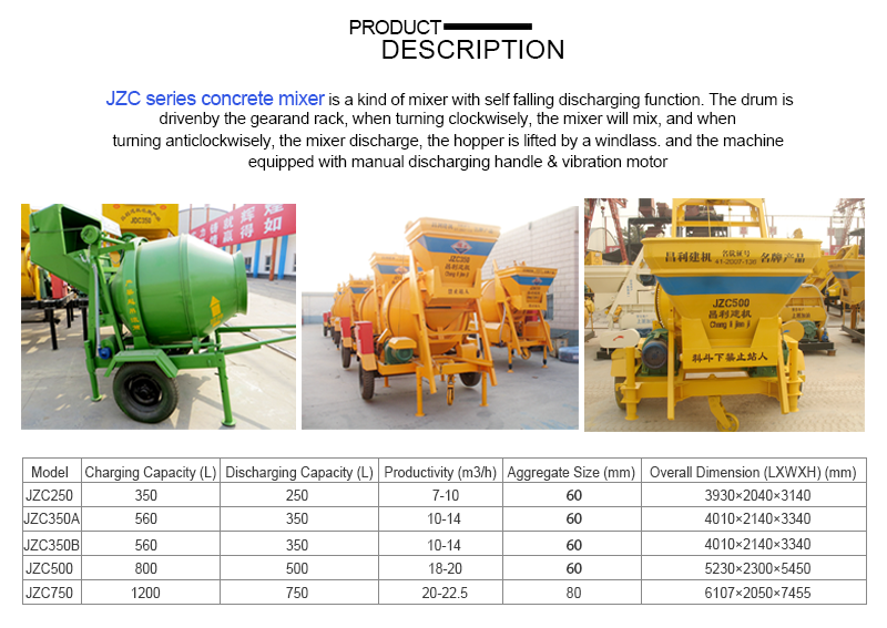 Small Electric Jzc350 Concrete Mixer Equipment for Sale