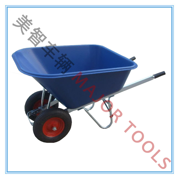 Two Wheels Big Plastic Tray Construction Wheelbarrow