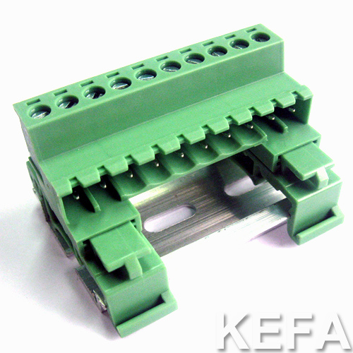 Pluggable Terminal Block Connecor with DIN Rail for 5.0mm Pin Spacing