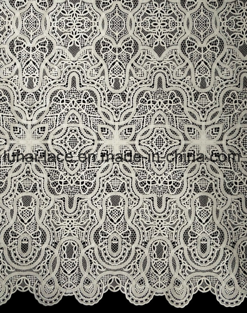 Cotton Embroidery Lace Fabric with Mesh Silk
