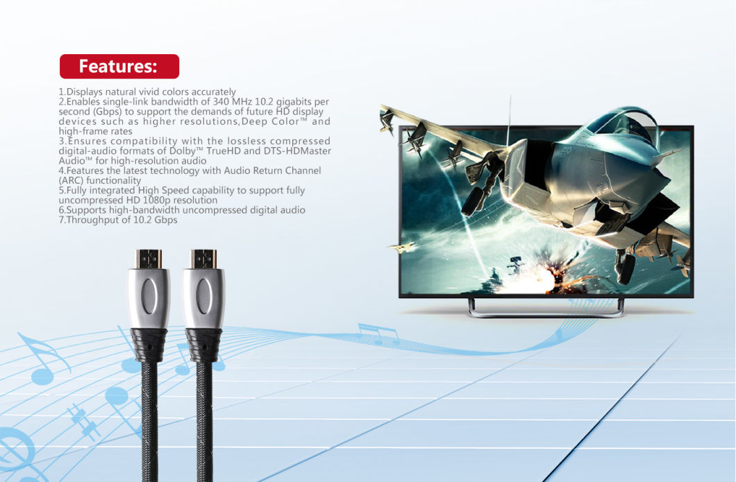 HDMI Cable with Metal Connector 1080P Support 4k 3D