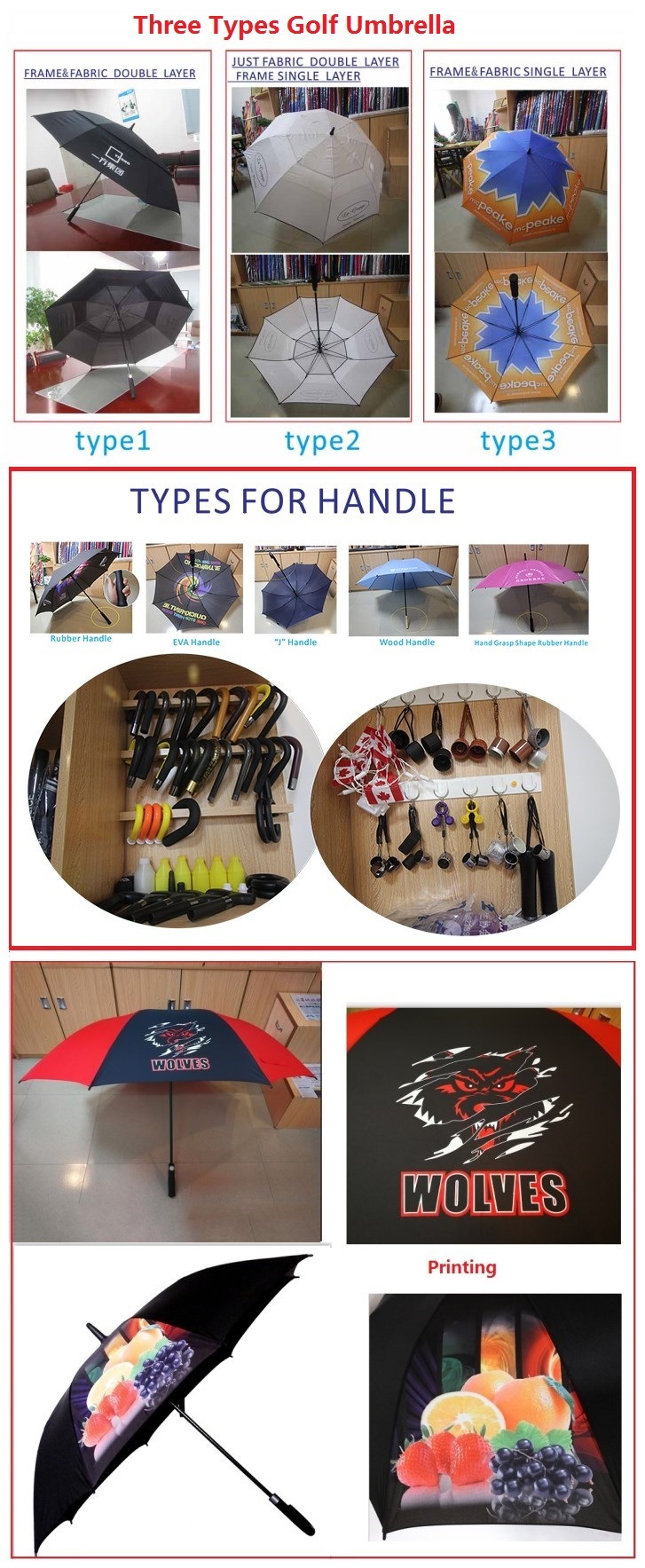 Advertising Pongee Fabric Golf Umbrella Extension