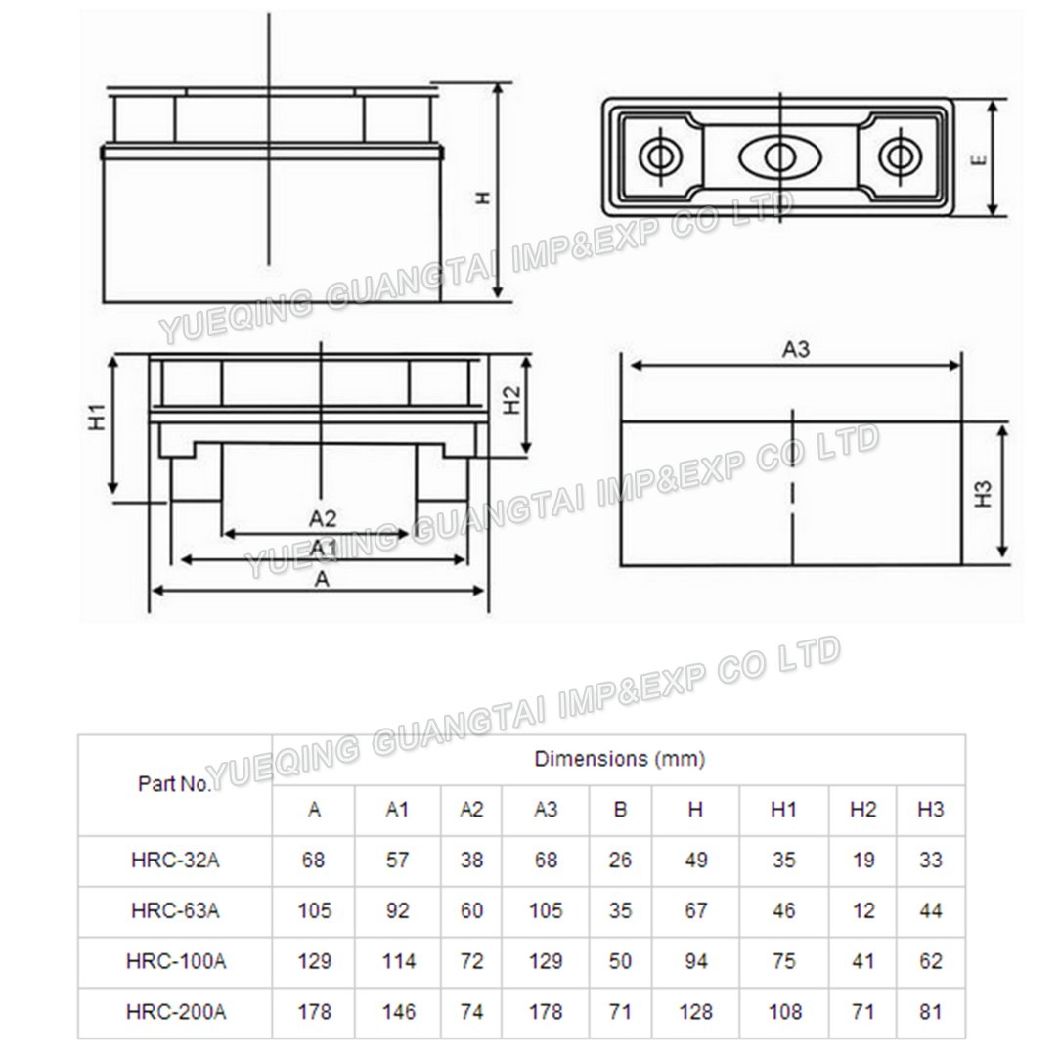 HRC Fuse Cut out, 32A 63A 100A 200A HRC Fuse Base