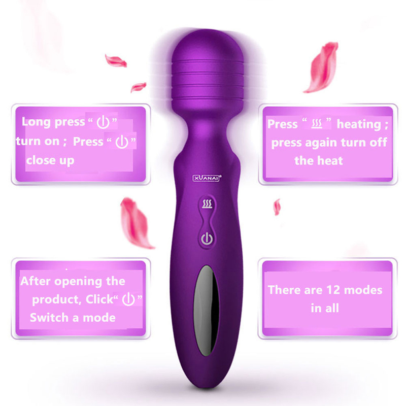 Intelligent Heating Sex Toys for Women Powerful 12 Speed Vibrator AV Magic Wand Massager G Spot Clitoris Stimulator