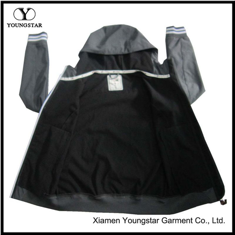 Ys-1068 Boys Mens Black Waterproof Breathable Microfleece Hooded Softshell Jacket