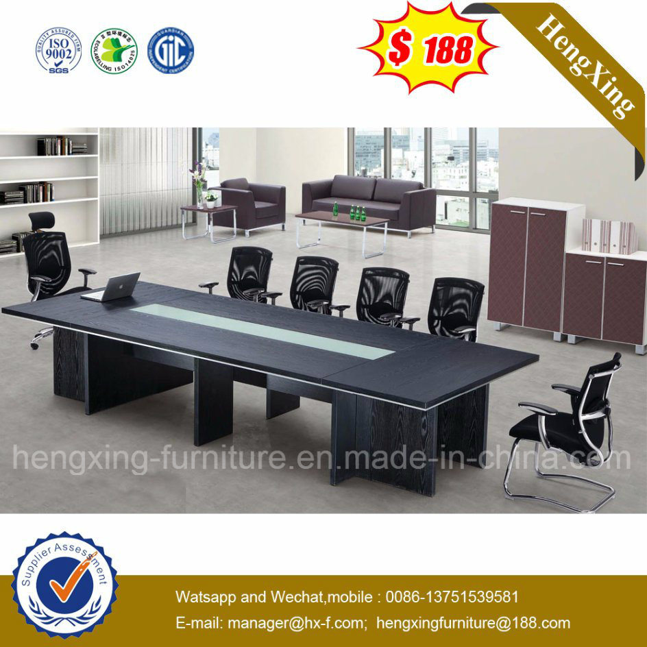 Luxury Glass Panel Black Color Big Sale Conference Table (HX-5DE165)
