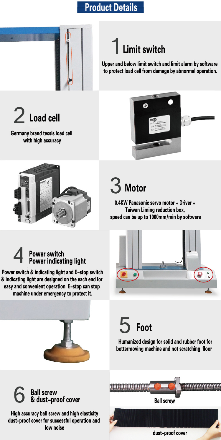 ASTM Standard Double Column Metal Material Universal Tensile Strength Test Machine