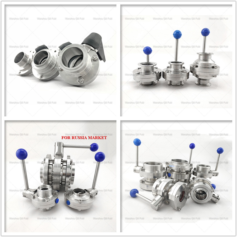 Sanitary Stainless Steel Welding Orthread or Clamped Pneumatic or Manual Butterfly Valves