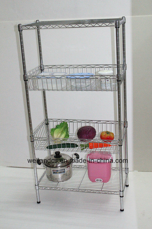 Multifunctional Metal Kitchen Basket Rack for Storing Fruit/Vegetable