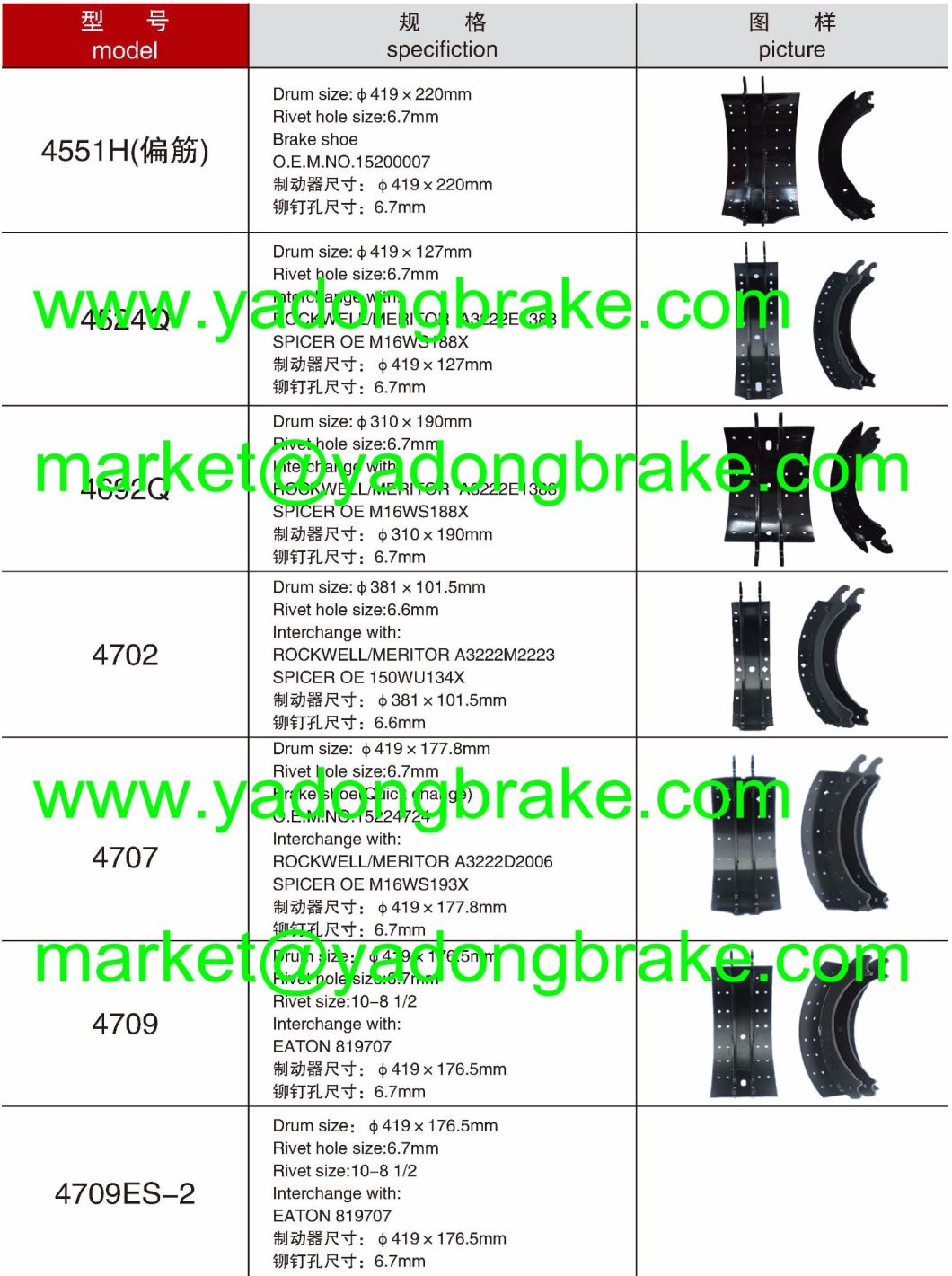 for Mercedes-Benz Roadtech Brake Shoe Part 620 420 01 19/624 420 00 19