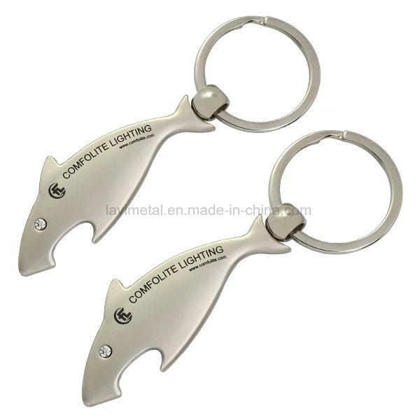 Custom Shark Shape Metal Bottle Opener Keychain